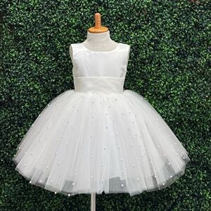 *never worn* Ivory Pearl Tulle Flower Girl Wedding Communion Dress